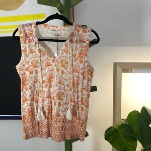NWT Lucky Brand “woodcut” boho tank top size XS